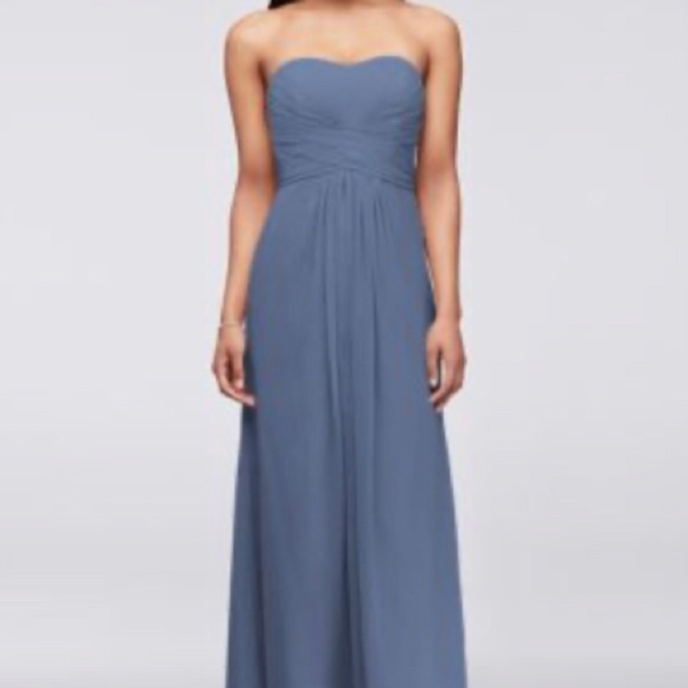 Davids Bridal Womens Sweetheart Neck Strapless Chiffon Bridesmaid Dress Size 10